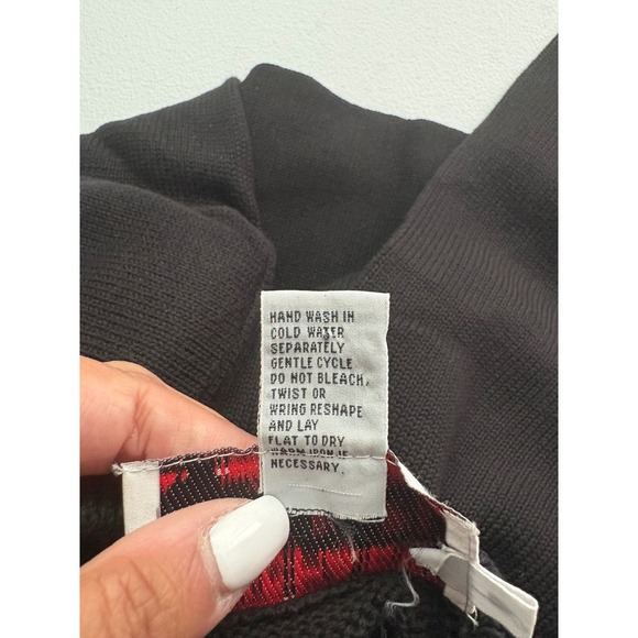 Richard Sport Sweater Small Black Holiday Holly Christmas Mock Neck Knit - Picture 6 of 9